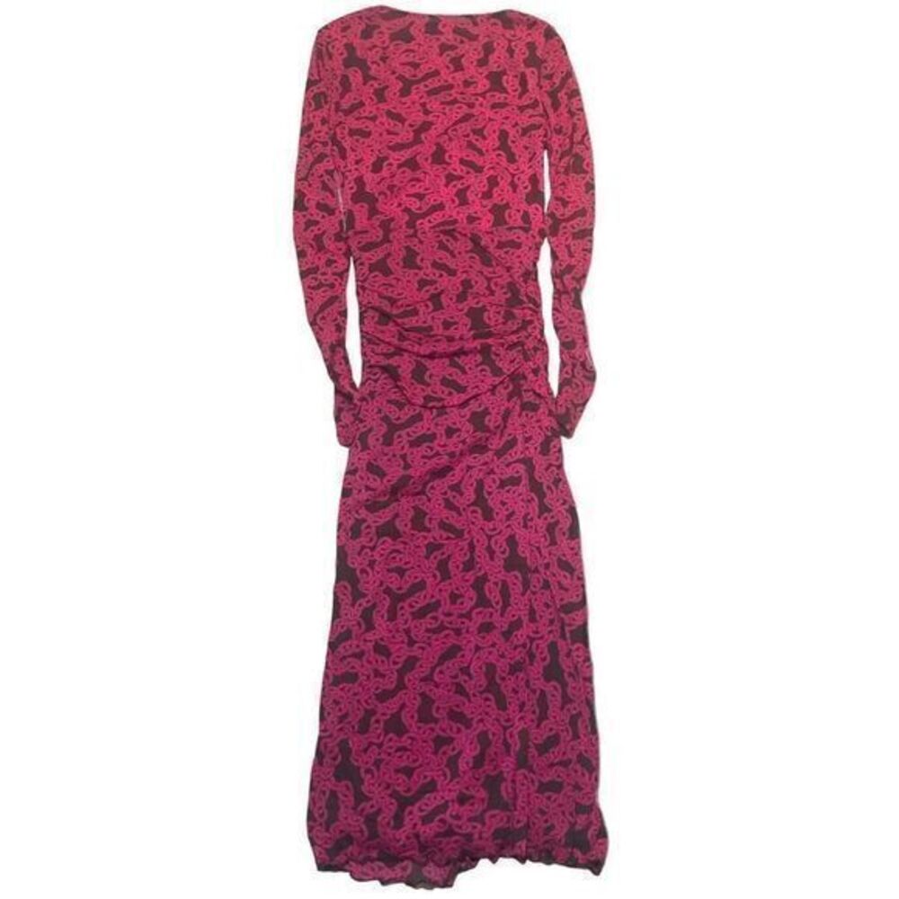 Diane Von Furstenberg Edyna Dress Midi Crawling Chain‎ Small Beet Pink Large - Picture 7 of 12